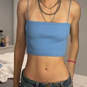 Aeropostale Light Blue Ribbed Crop Top